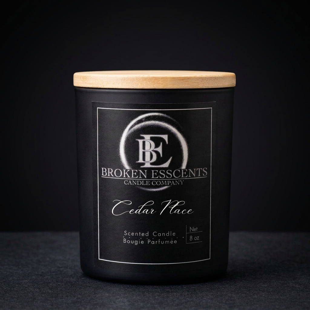 Cedar Place relabeled candle with a slightly darker background