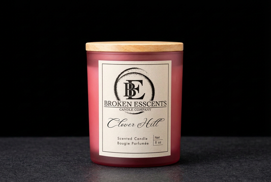Clover Hill candle with matching black background